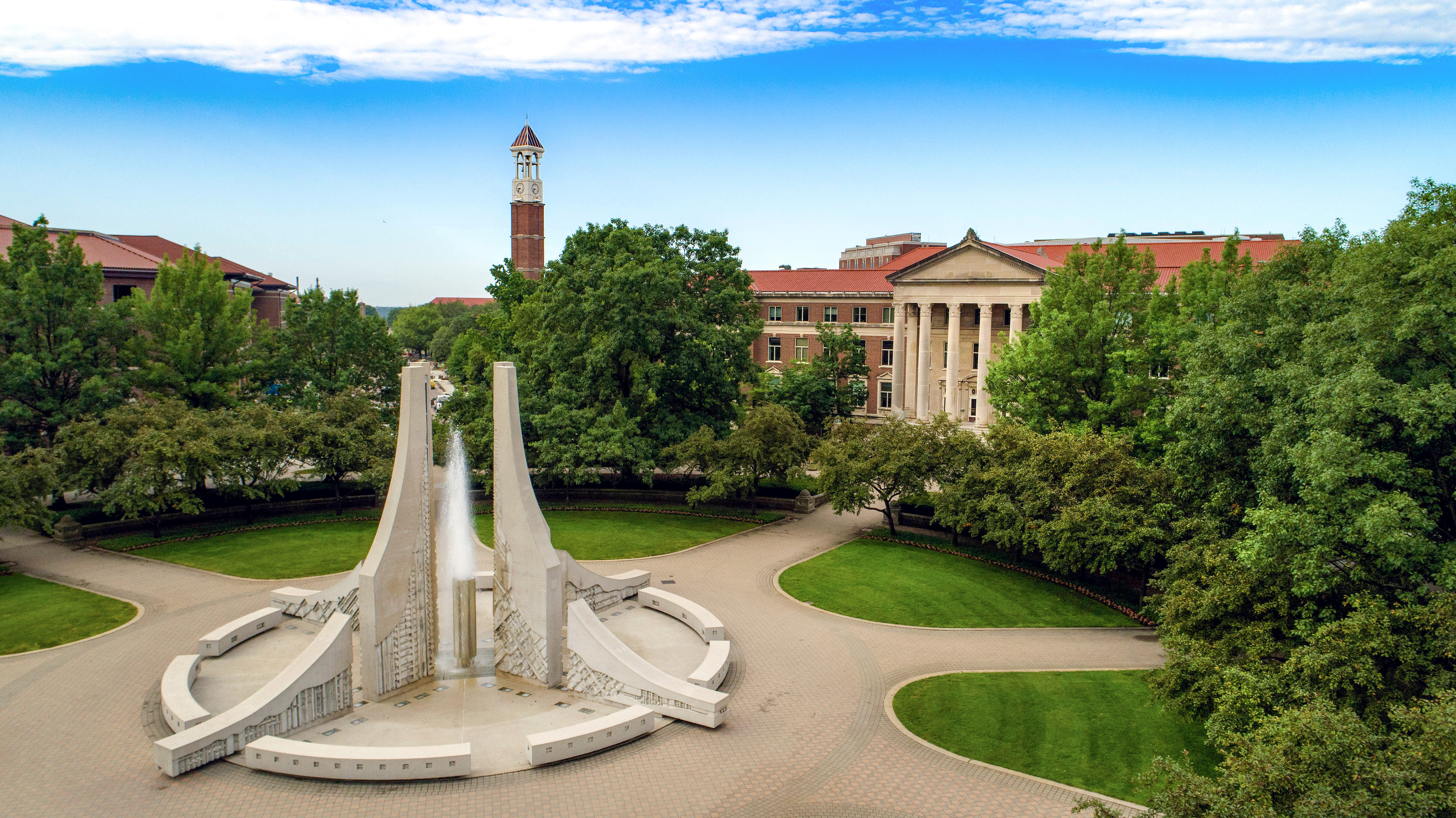 Purdue University Photo of Engineering Fountain and Bell Tower